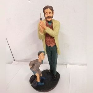 Dr. Preparing Shot for Young Boy Rare Vintage Sculpture Heavy Resin & Metal